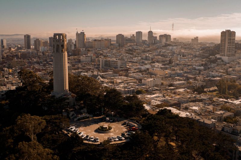 Aerial view of Coit Tower