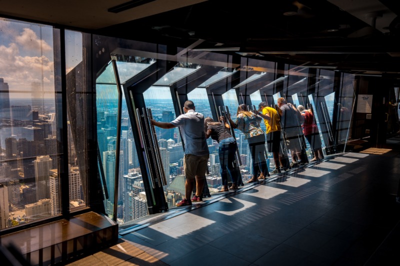 Titled viewing area at John Hancock Observatory