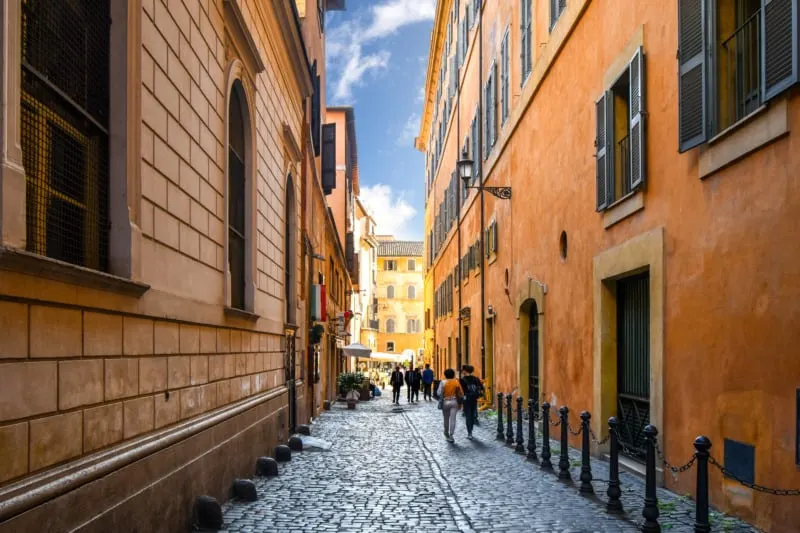 Cobblestone Alley in Centro Storico, Rome