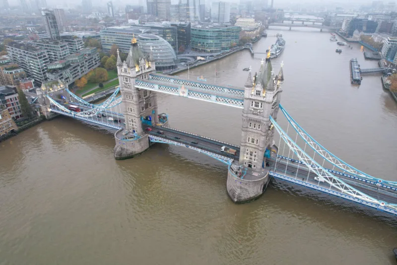 Aerial View of Tower Bridge, London