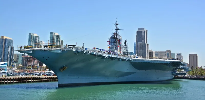 The USS Midway from San Diego Bay